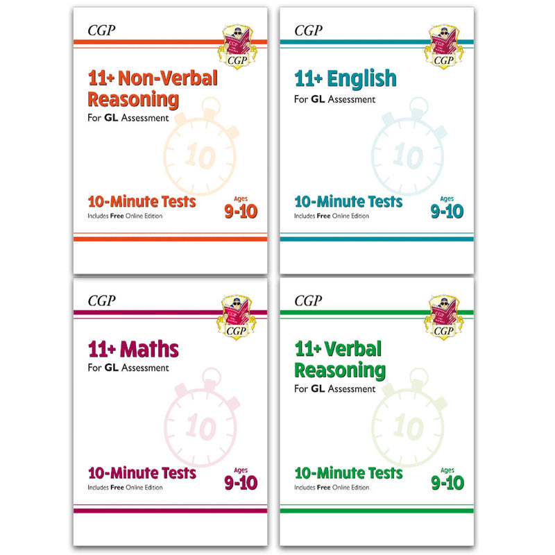 11+ GL 10-Minute Tests Age 9-10 Collection: 4 Books Set - Maths, English, Verbal Reasoning, Non-Verbal Reasoning