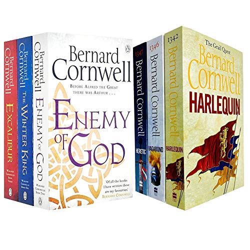 Warlord Chronicles & The Grail Quest Series: 6 Books Collection by Bernard Cornwell (Including Enemy of God, Excalibur, The Winter King, Harlequin, Vagabond, Heretic)