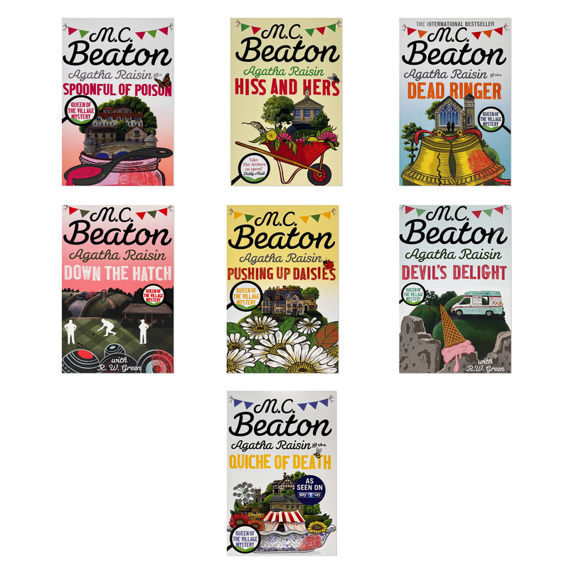 M.C. Beaton: Agatha Raisin Series 1-7 - 7 Books Set (Agatha Raisin and the Quiche of Death, Agatha Raisin and A Spoonful of Poison, Hiss and Hers, Pushing Up Daisies, Agatha Raisin and the Dead Ringer, Down the Hatch, Devil’s Delight)