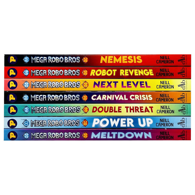 Mega Robo Bros Series Volume 1-7 Books Collection Set By Neill Cameron (Meltdown, Power Up, Double Threat, Carnival Crisis, Next Level, Robot Revenge & Nemesis)