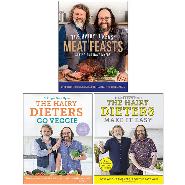 The Hairy Bikers Meat Feasts [Hardcover], The Hairy Dieters Go Veggie, The Hairy Dieters Make It Easy 3 Books Collection Set