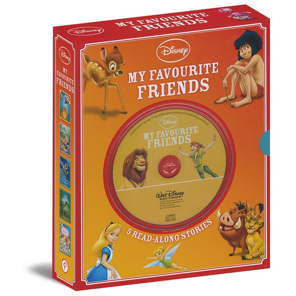 Disney My Favourite Friends 5 Books Box Set With CD (The Lion King, Bambi, Alice in Wonderland, Jungle Book, Peter Pan)