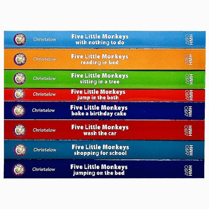 Five Little Monkeys Adventures 8 Books Collection Set By Eileen Christelow (Jumping on the Bed, Shopping for School,Wash the Car,Bake a Birthday Cake, Jump in the Bath,Sitting in a Tree & More)