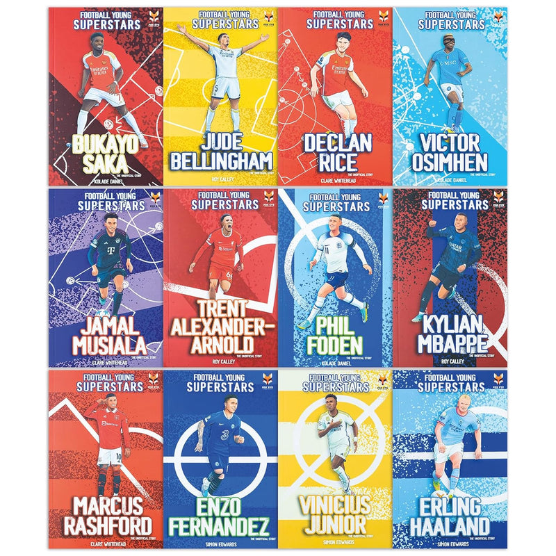 Football Young Superstars 12 Books Box Set: Jude Bellingham, Marcus Rashford, Phil Foden, Bukayo Saka, Kylian Mbappe