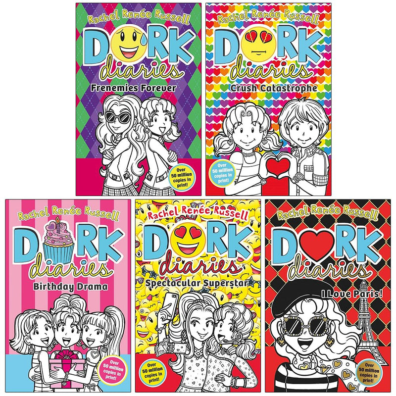 Dork Diaries Collection 5 Books Set (Volume 11-15) By Rachel Renee Russell (Frenemies Forever, Crush Catastrophe, Birthday Drama!, Spectacular Superstar & I Love Paris!)