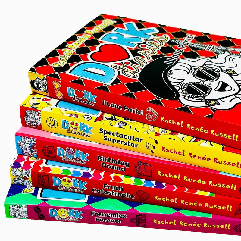 Dork Diaries Collection 5 Books Set (Volume 11-15) By Rachel Renee Russell (Frenemies Forever, Crush Catastrophe, Birthday Drama!, Spectacular Superstar & I Love Paris!)