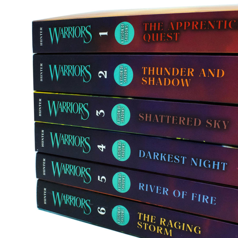 Warrior Cats A Vision of Shadows Series Books 1 - 6 Series 6 Collection Set By Erin Hunter (Apprentice's Quest, Thunder and Shadow, Shattered Sky, Darkest Night, River of Fire & Raging Storm)