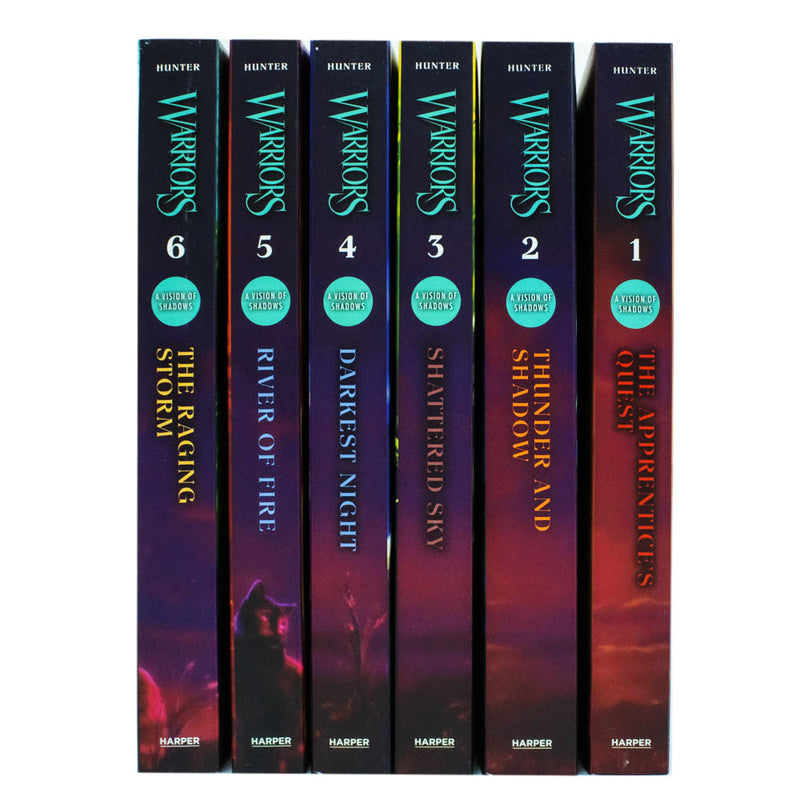 Warrior Cats A Vision of Shadows Series Books 1 - 6 Series 6 Collection Set By Erin Hunter (Apprentice's Quest, Thunder and Shadow, Shattered Sky, Darkest Night, River of Fire & Raging Storm)