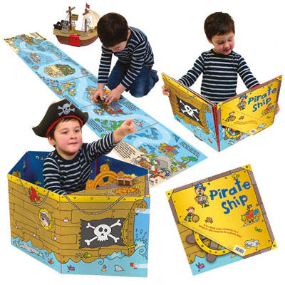 Convertible Pirate Ship – Sit-in Ship & Adventure Story Book & Interactive Play Mat