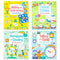 Children's Usborne Educational Workbooks: 4-Book Set (Including Addition & Subtraction, Times Tables, Telling the Time, Multiplying & Dividing)