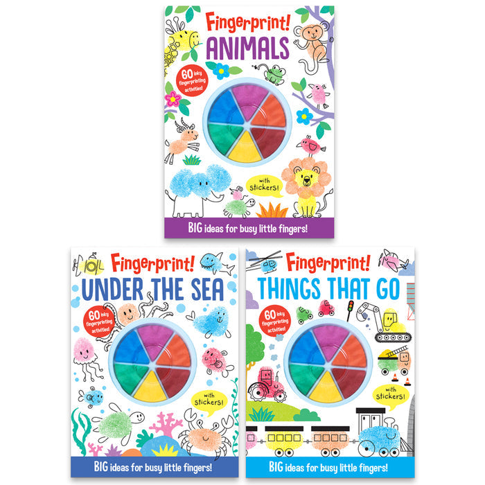 Fingerprint! Activities Series: 3 Books Set (Things that Go, Under the Sea, Animals)