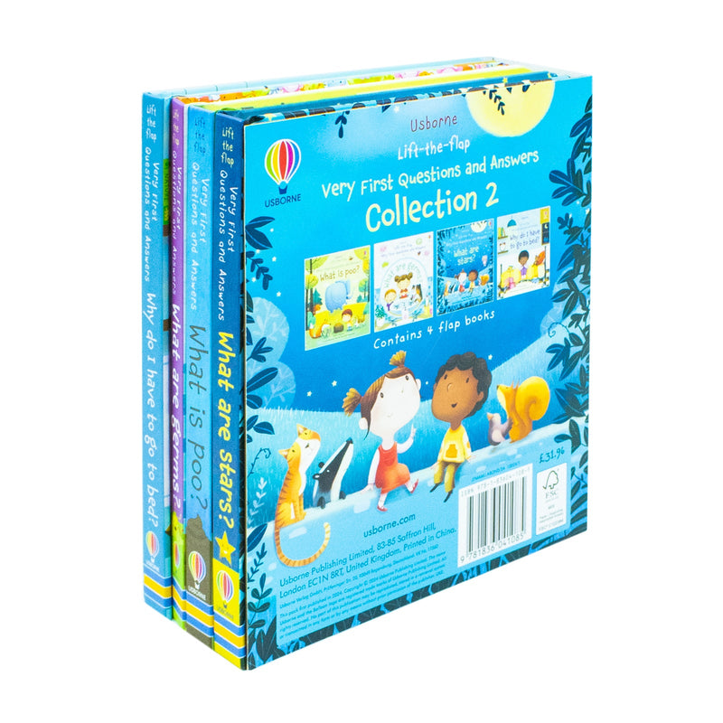 Usborne Lift-The-Flap Very First Questions and Answers Collection 2 - 4 Books Set (What are Stars, What is poo, What are germs, Why do I have to go to bed)