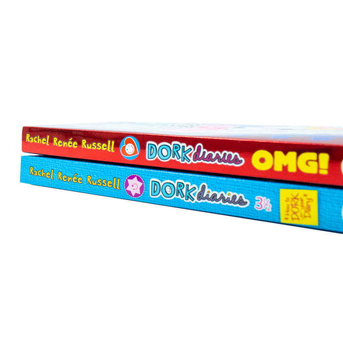 Dork Diaries 2 Books Collection Set by Rachel Renee Russell (Dork Diaries OMG: All About Me Diary & Dork Diaries 3 half : How to Dork Your Diary)