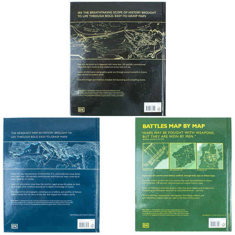 Map by Map Series 3 Books Collection Set (Battles, History of the World & World War II) DK