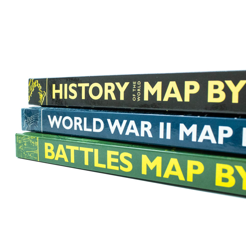 Map by Map Series 3 Books Collection Set (Battles, History of the World & World War II) DK