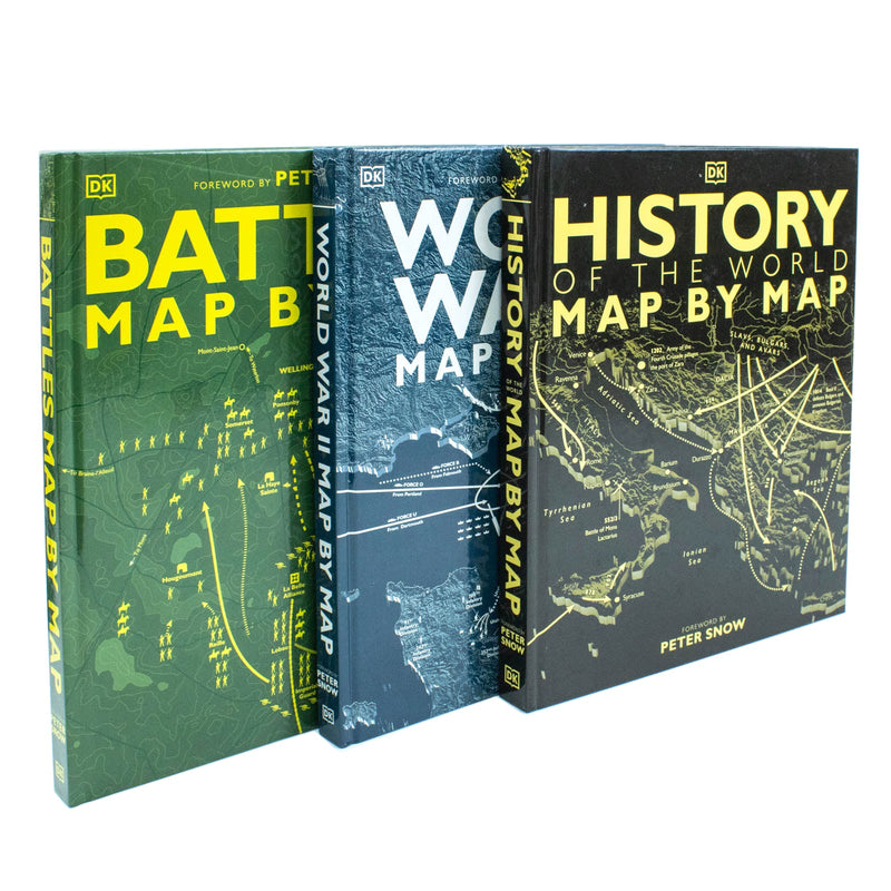 Map by Map Series 3 Books Collection Set (Battles, History of the World & World War II) DK