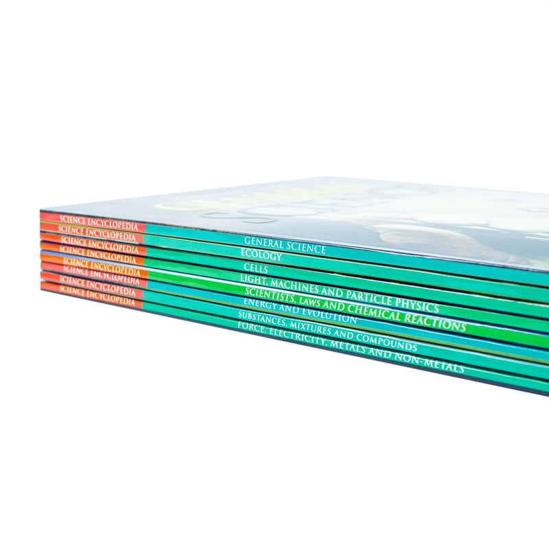 Encyclopedia of Science Set of 8 Books (Substances Mixtures and Compounds, Energy and Evolution, Scientists Laws and Chemical Reactions, Force Electricity Metals and Non-Metals & More)