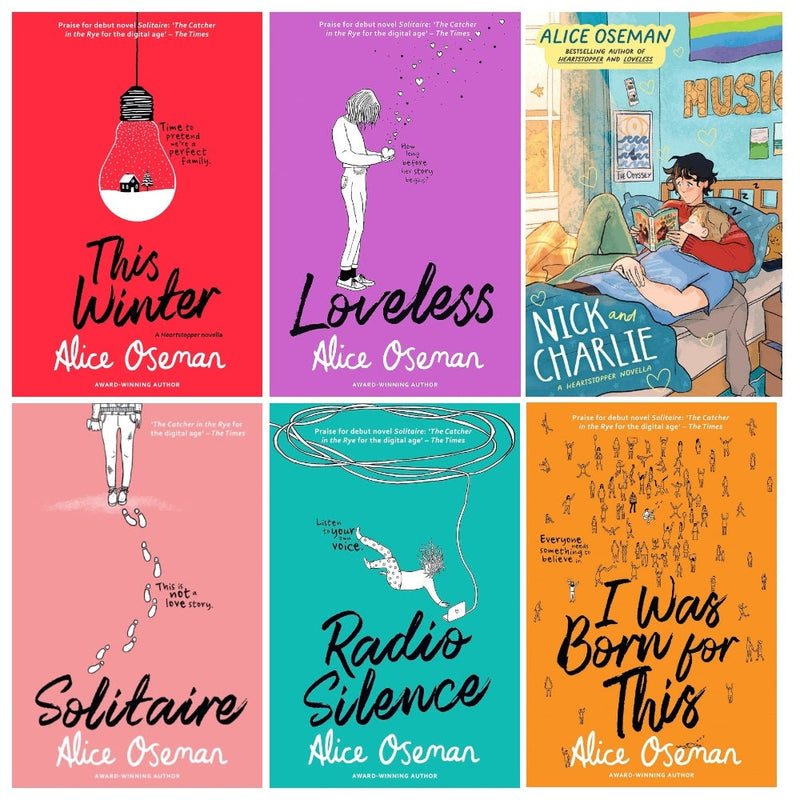 Alice Oseman's 6-Book Collection (Solitaire, Loveless, This Winter, Radio Silence, Nick and Charlie, I Was Born for This)