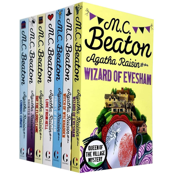 M C Beaton Agatha Raisin Series 8-14 Collection 7 Books Set (Wizard of Evesham, Witch of Wyckhadden, Fairies of Fryfam, Love from Hell, Day the Floods Came, Curious Curate, Haunted House)