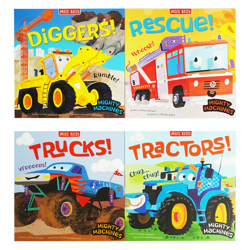 Mighty Machines! Collection: 4 Books Set (Diggers!, Rescue!, Trucks!, Tractors!): Action-Packed Exploration