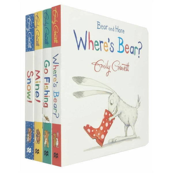 Emily Gravett: Bear and Hare Series (4-Book Collection: Bear and Hare Mine!, Where's Bear?, Go Fishing, Snow!)