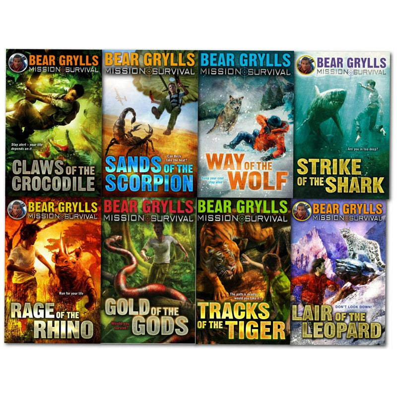 Bear Grylls' Mission Survival: 8-Book Collection (Claws of the Crocodile, Sands of the Scorpion, Gold of the Gods, Way of the Wolf)