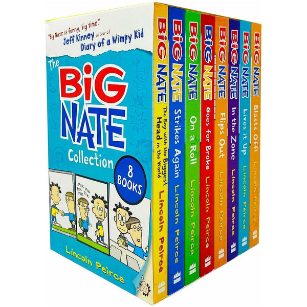 Big Nate Series: 8 Books Collection Box Set by Lincoln Peirce (Boy with the Biggest Head in the World, Strikes Again, On a Roll, Goes for Broke, Flips Out, In the Zone, Lives It Up & Blasts Off)