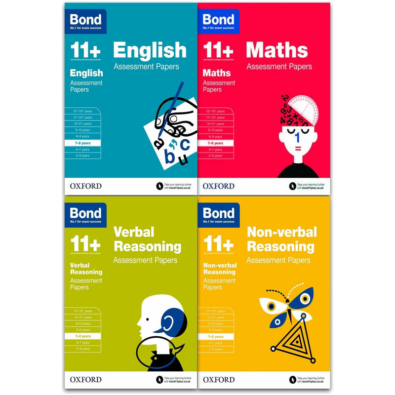 Bond 11+ English and Maths – 4 Books Set Assessment Papers (7-8 Years)