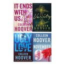 Colleen Hoover Collection 4 Books Set (It Ends With Us, Ugly Love, November 9, Verity)