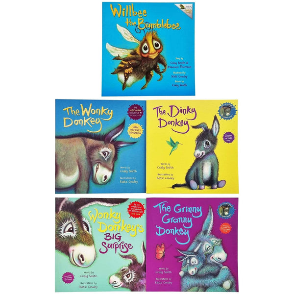 The Wonky Donkey Childrens Collection 5 Books Set by Craig Smith (The Wonky Donkey, Willbee the Bumblebee, The Dinky Donkey, The Grinny Granny Donkey & Wonky Donkey's Big Surprise)