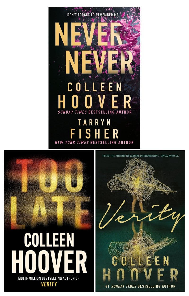 Colleen Hoover Collection 3 Books Set (Verity, Too Late, Never Never)