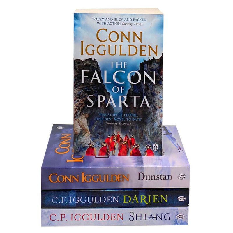 Conn Iggulden 4 Books Series Set - Darien, Shiang, The Falcon of Sparta, Dunstan