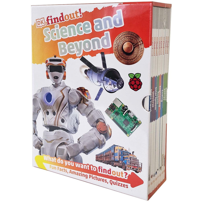 DK Findout!: Science and Beyond Collection 8 Books Box Set (Science, Energy, Coding, Engineering, Robots, Solar System, Universe, & Space Travel)