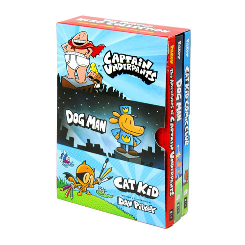 Dav Pilkey&#39;s Hero Collection 3 Books Boxed Set (Captain Underpants, Dog Man, Cat Kid Comic Club)