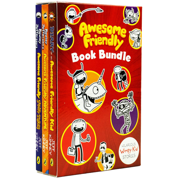 Diary of an Awesome Friendly Kid Collection 3 Book Box Set by Jeff Kinney (Diary of an Awesome Friendly Kid, Rowley Jefferson Awesome Friendly Adventure & Rowley Jefferson Awesome Friendly Spooky Stories)