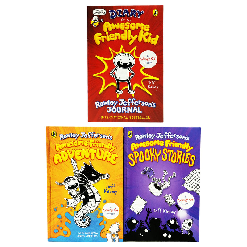 Diary of an Awesome Friendly Kid: 3-Book Box Set by Jeff Kinney (Diary of an Awesome Friendly Kid, Rowley Jefferson Awesome Friendly Adventure, & Rowley Jefferson Awesome Friendly Spooky Stories)