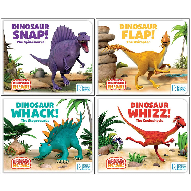 The World of Dinosaur Roar Series Books 5 - 8 Collection Set (Dinosaur Snap, Dinosaur Flap, Dinosaur Whack &amp; Dinosaur Whizz)