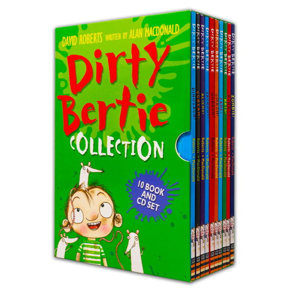 Dirty Bertie: 10-Book Box Set with CDs by David Roberts (Includes Zombie!, Pirate!, Rats!, Fame!, Smash!, Horror!, Jackpot!, Aliens!, Scream!)