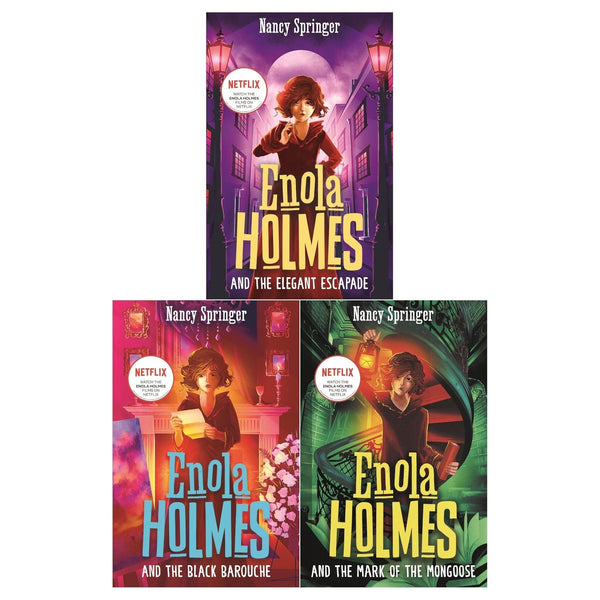 Enola Holmes 3 Books Collection Set (Books 7-9) (The Black Barouche, The Elegant Escapade, The Mark of the Mongoose)