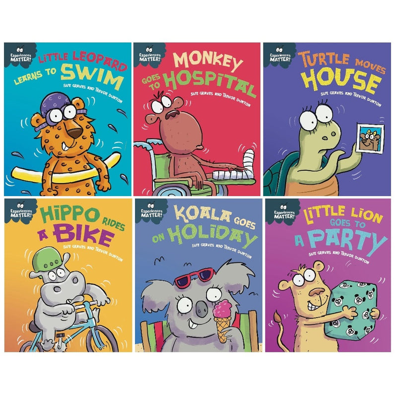 Sue Graves Experiences Matter Series 2 Collection 6 Books Set (Little Lion, Monkey, Koala, Turtle, Little Leopard, Hippo)