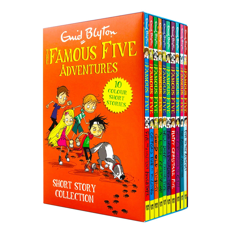 Enid Blyton The Famous Five Adventures Short Story Collection 10 Books Box Set (Well Done Famous Five, A Lazy Afternoon, Good Old Timmy, Georges Hair is too Long, Five and a Half-Term Adventure, The Birthday Adventure and MORE!)