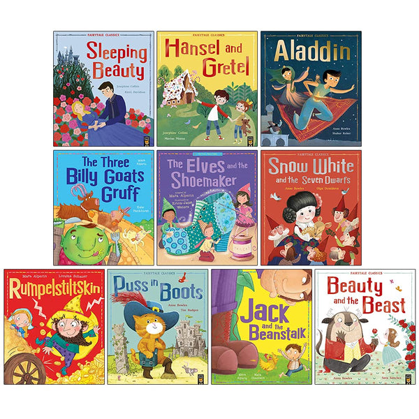 Fairy Tale Classics: 10 Picture Flat Children's Books Collection (Includes Sleeping Beauty, Jack and the Beanstalk, Rumpelstiltskin, The Three Billy Goats, and More)