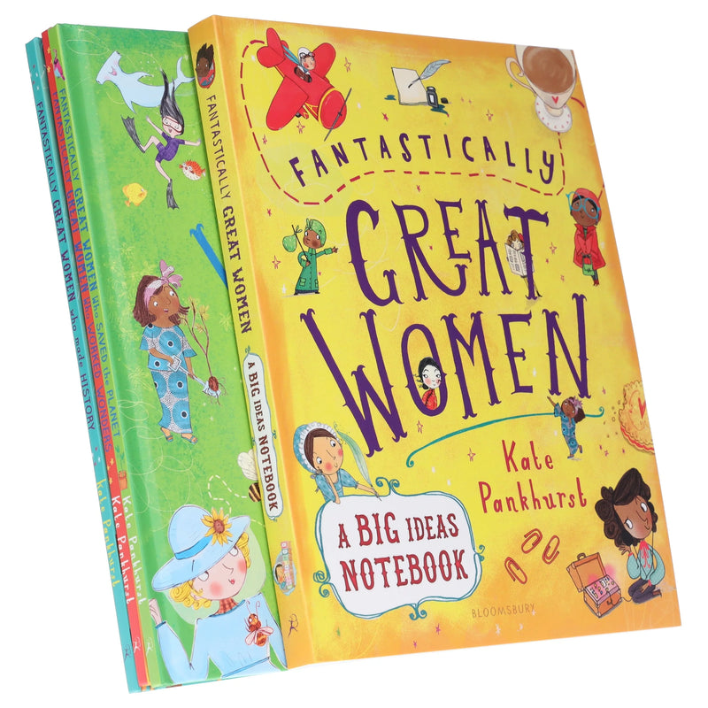 Fantastically Great Women 4 Books Collection Boxed Set (Who Saved the Planet, Who Worked Wonders, Who Made History, A Big Ideas Notebook)