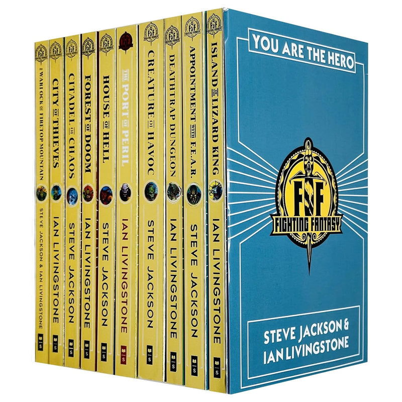 Fighting Fantasy Series You Are the Hero 10 Books Collection Set By Steve Jackson & Ian Livingstone (Island of the Lizard King,Appointment With F.E.A.R.,Deathtrap Dungeon,Creature of Havoc & More)