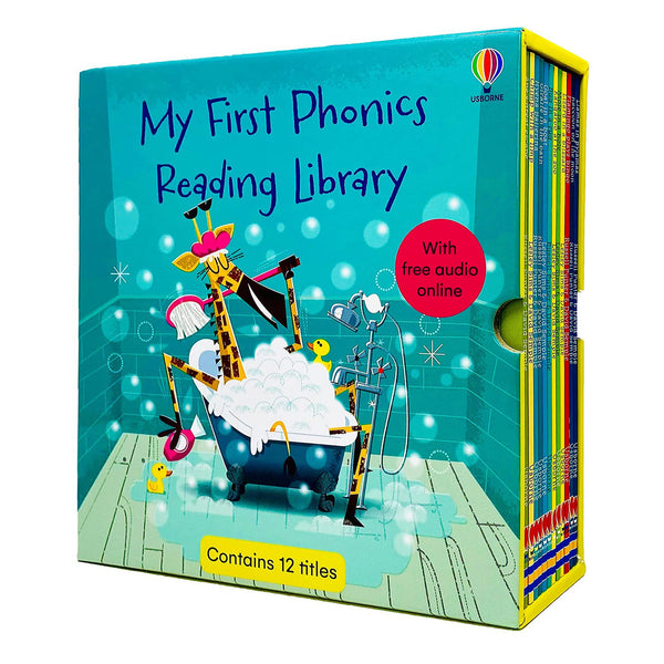 Usborne My First Phonics Reading Library: 12-Book Collection Box Set (Phonics Readers) (Includes Free Online Audio, Age 3+)