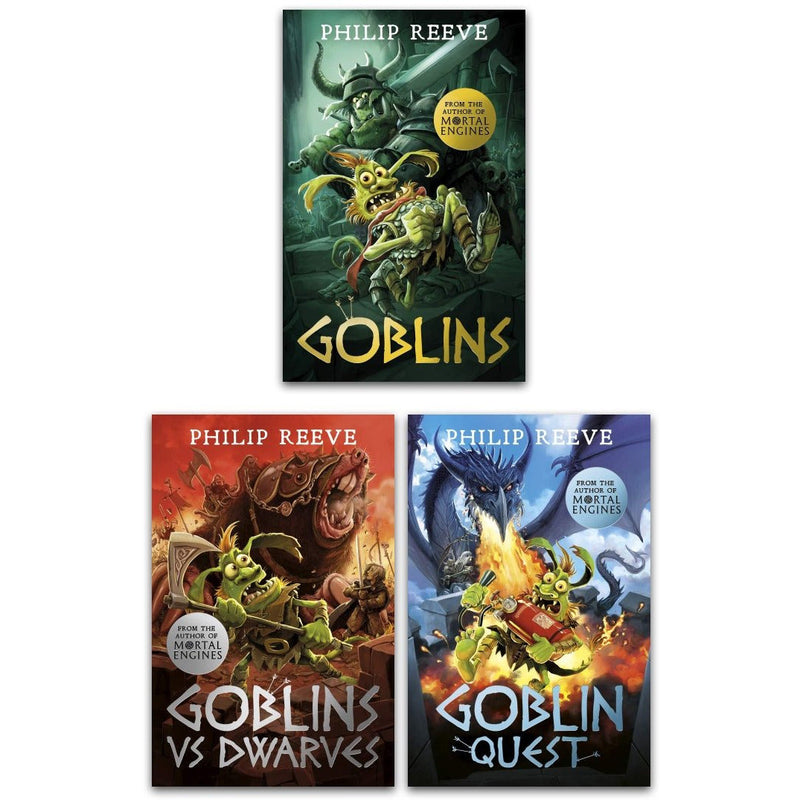 Philip Reeve Goblins Series 3 Books Collection Set - Goblins, Goblins vs Dwarves, Goblin Quest