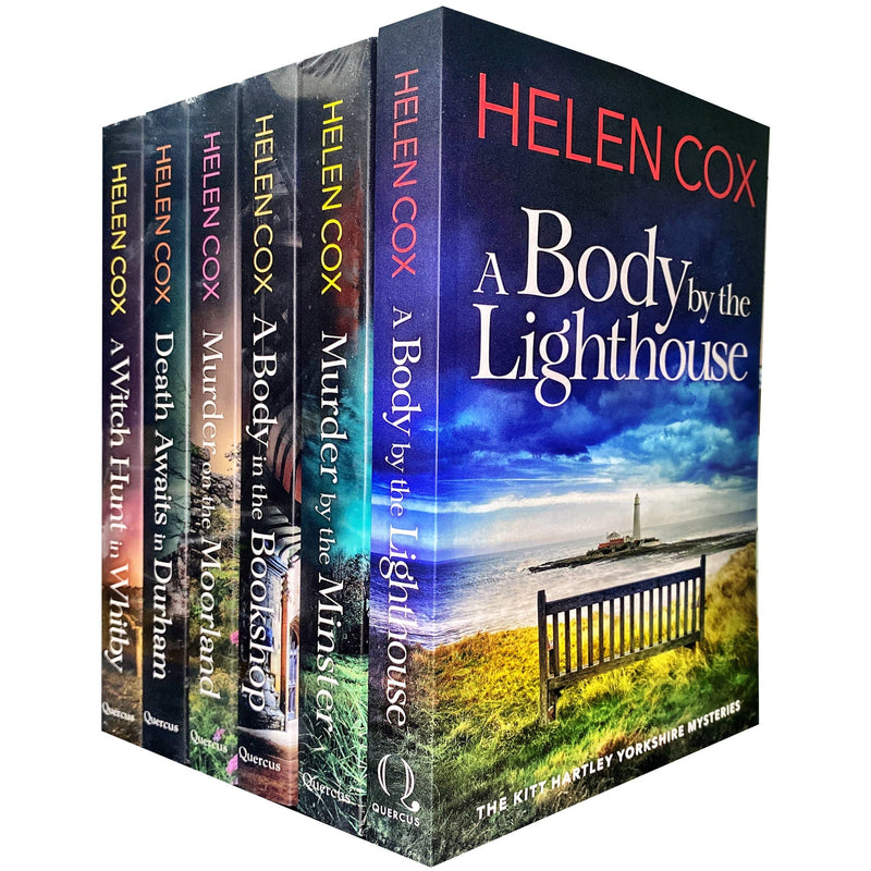 Kitt Hartley Yorkshire Mysteries: 6-Book Collection by Helen Cox including A Body by the Lighthouse, Murder by the Minster, A Body in the Bookshop, Murder on the Moorland, Death Awaits in Durham, and A Witch Hunt in Whitby.