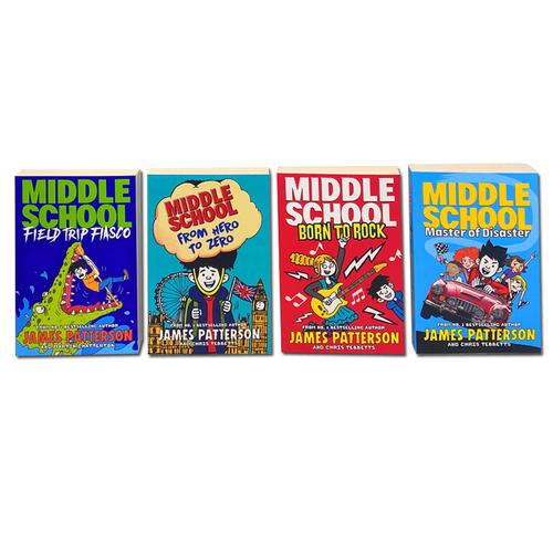 James Patterson's Middle School Collection: 4 Books Set (Books 10-13: From Hero to Zero, Born to Rock, Master of Disaster, Field Trip Fiasco)