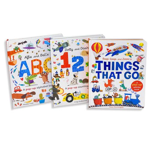 My Very First Pop-Up Library: 3-Book Collection for Ages 0-3 (Includes Alphabets ABC, Numbers 123, Vehicles: Things That Go)