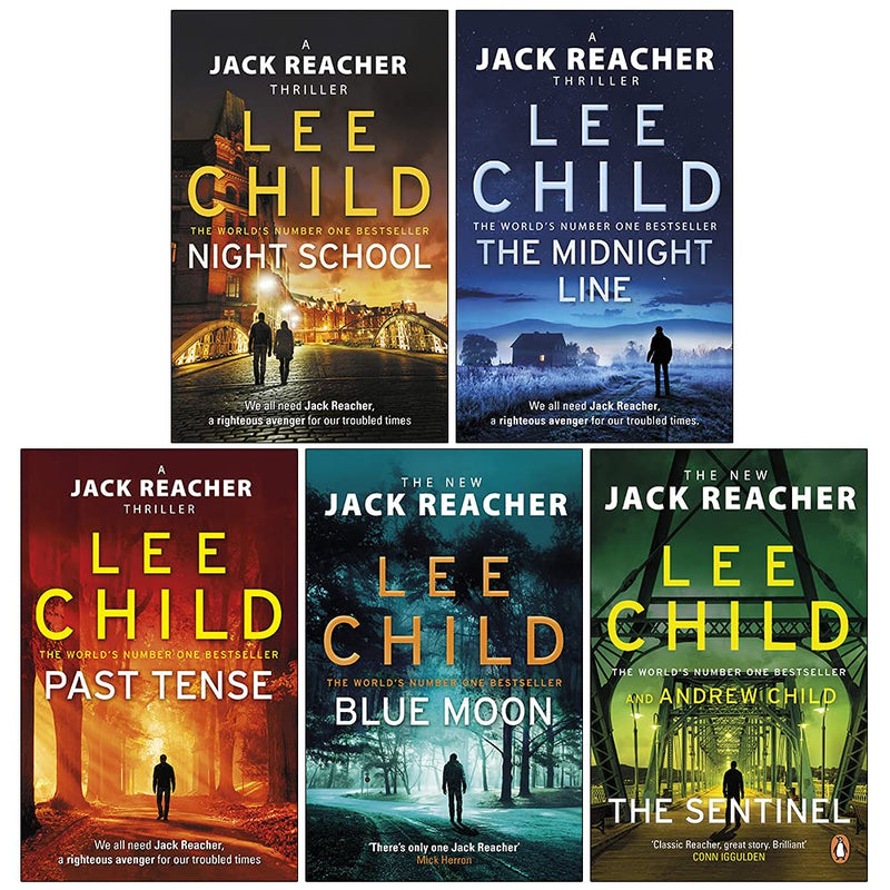 Jack Reacher Series (21-25): 5 Books Collection Set by Lee Child (Night School, The Midnight Line, Past Tense, Blue Moon, The Sentinel)